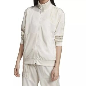Adidas Womens Cream Off White Paneled Full‎ Zip Track Jacket Size Large